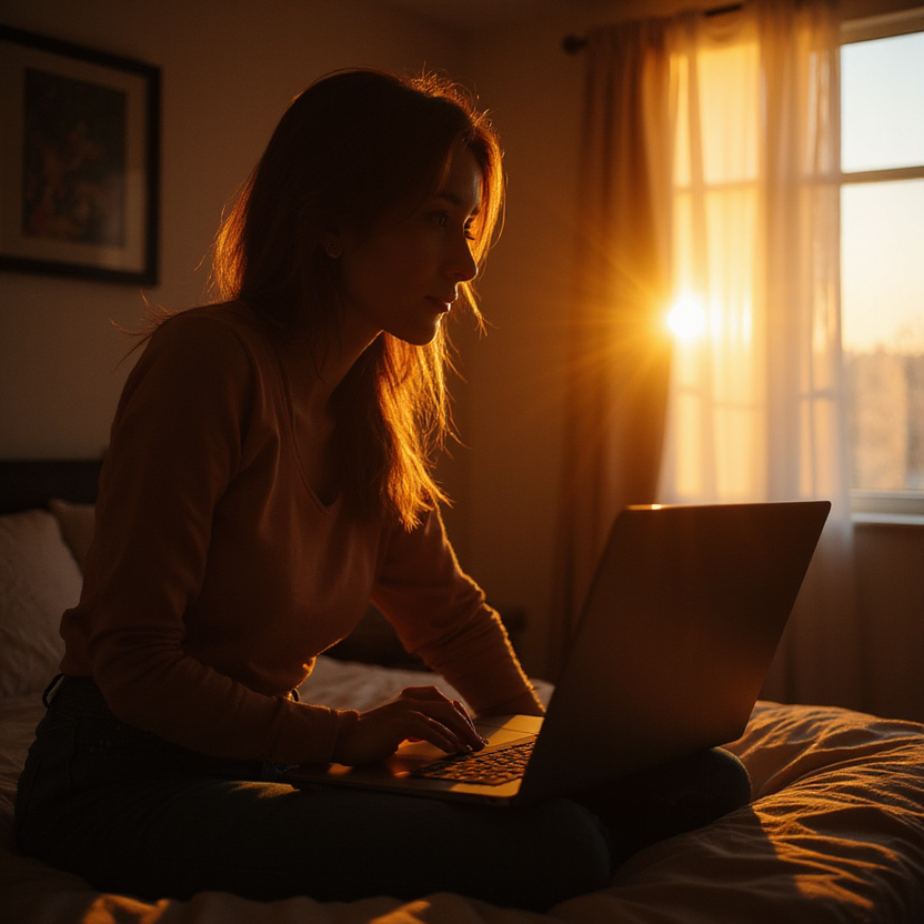 Cozy bedroom with warm table lamp creating soft intimate lighting
