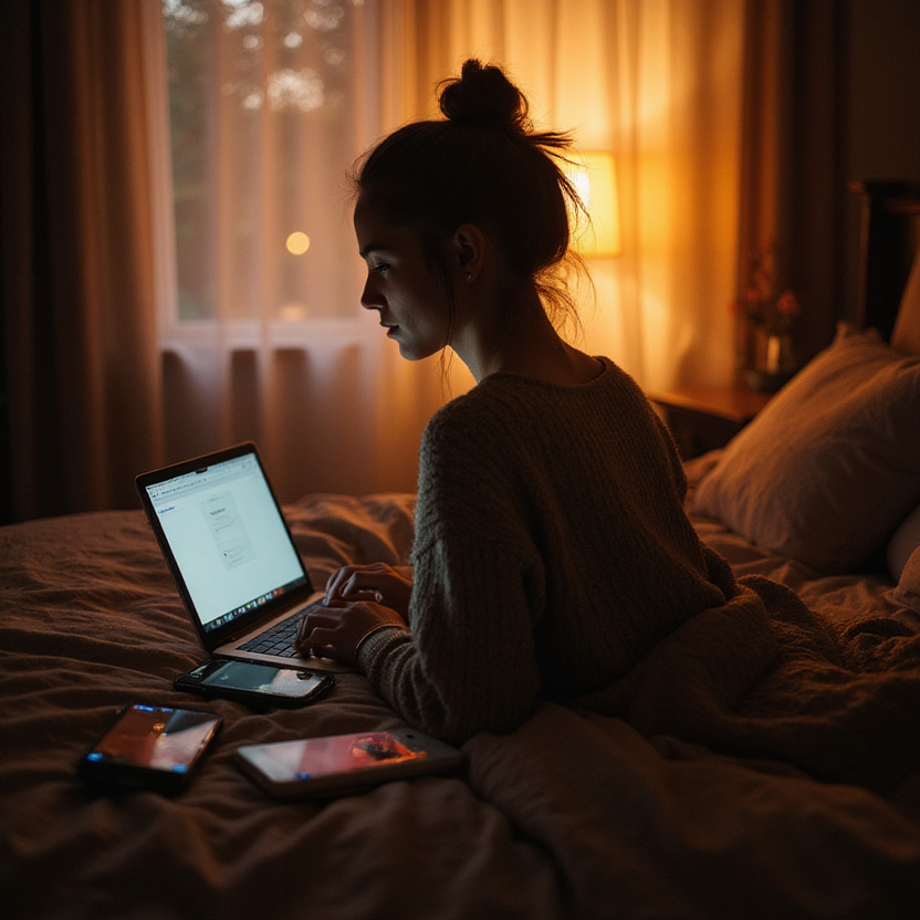 Overhead flat lay of platform planning notes on vanity counter with phone and coffee
