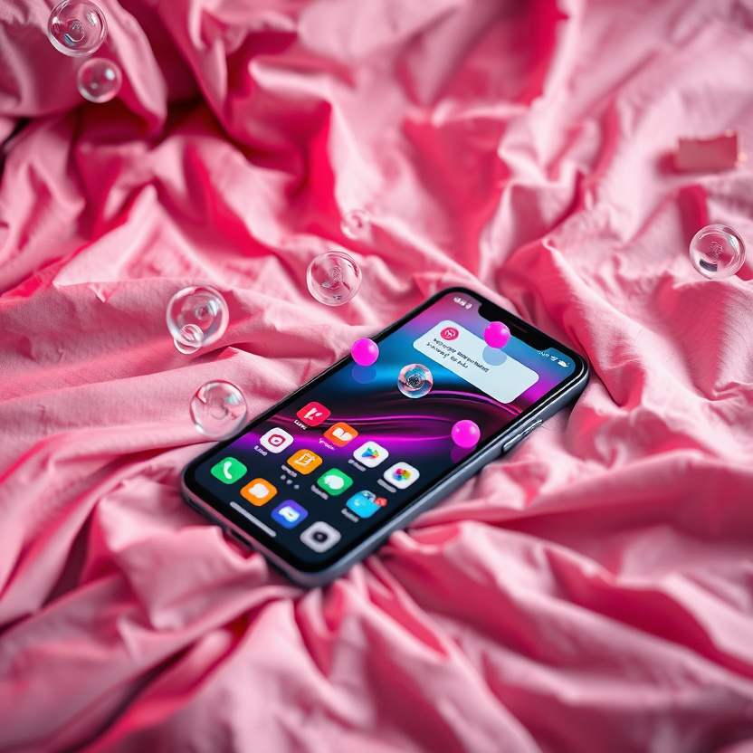 Woman checking phone late at night with stressed expression