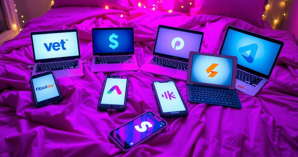 Woman at home office managing multiple income streams across different platforms